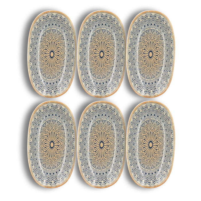 Lot de 6 assiettes ovales 18.5x10.5cm en porcelaine Byzance