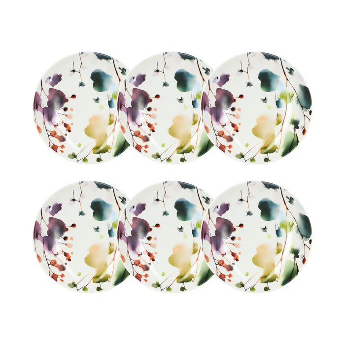Lot de 6 assiettes creuses 21cm en porcelaine Aquarelle