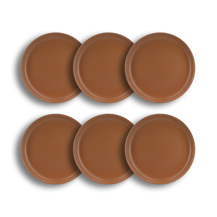 Lot de 6 assiettes plates 27cm en grès marron Arita