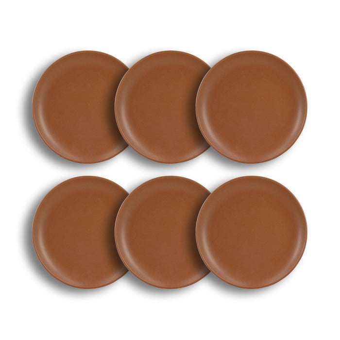 Lot de 6 assiettes à dessert 20.5cm en grès marron Arita