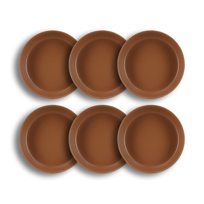 Lot de 6 assiettes creuses 20.5cm en grès marron Arita
