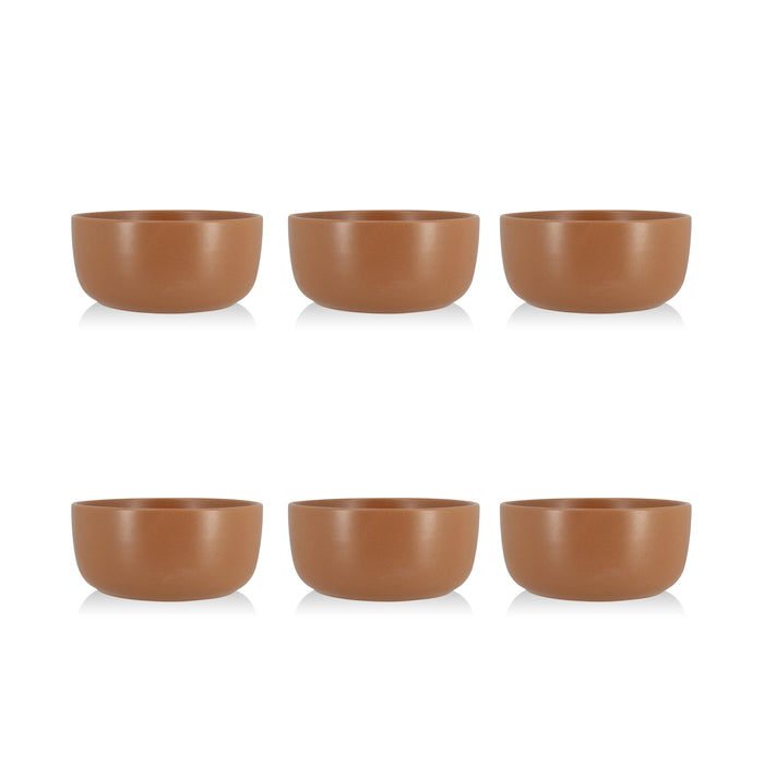Lot de 6 assiettes coupelles 15cm en grès marron Arita
