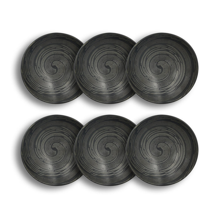 Lot de 6 assiettes creuses 19cm en grès Tornade
