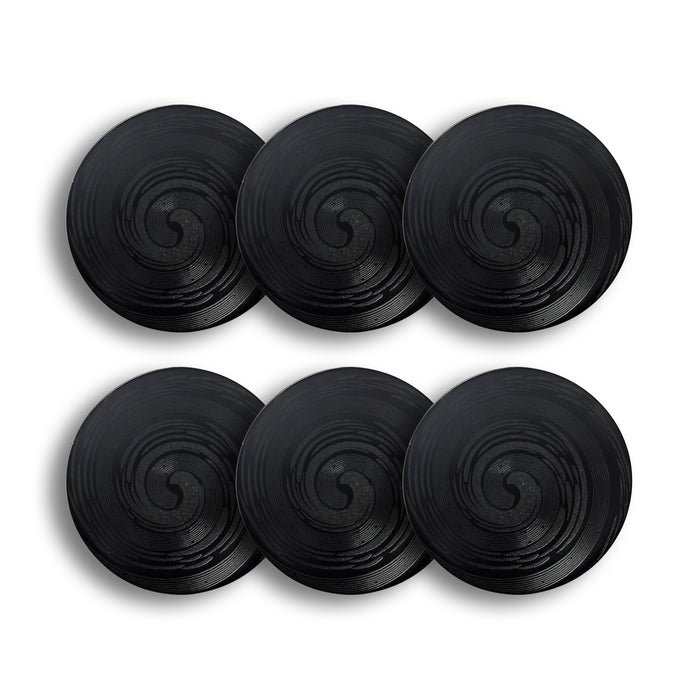 Lot de 6 assiettes à dessert 21cm en grès noir Tornade