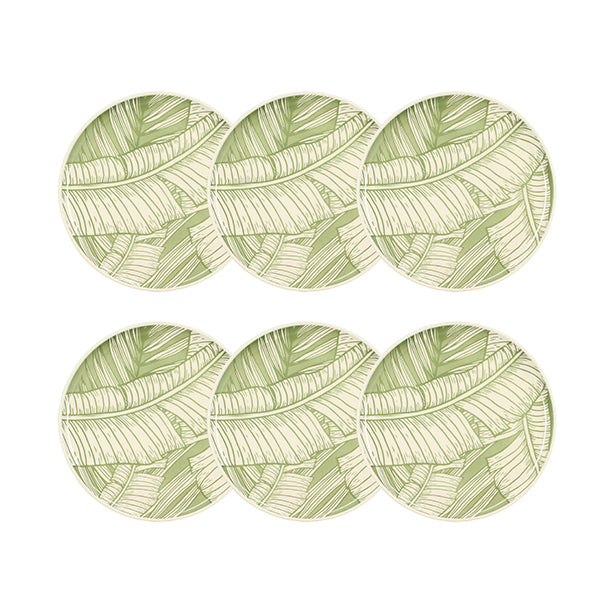 Lot de 6 assiettes plates 26cm en grès Leaves