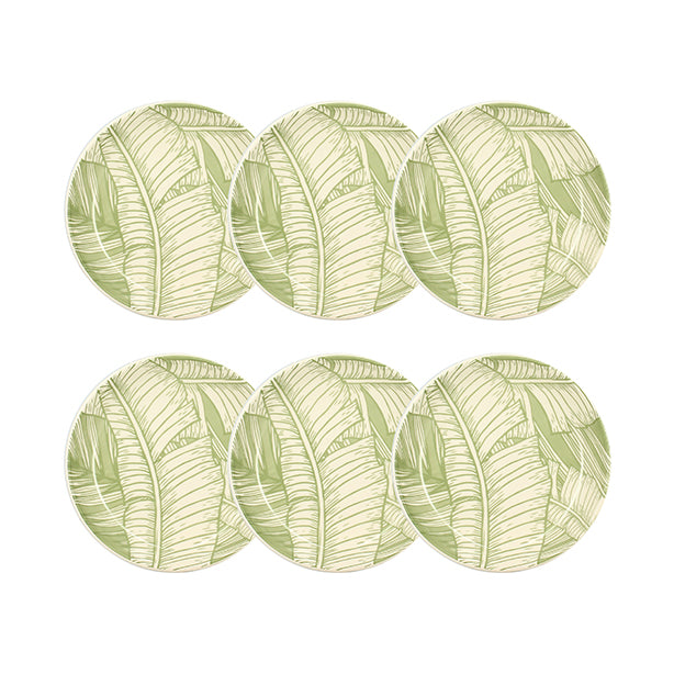 Lot de 6 assiettes creuses 20.5cm en grès Leaves