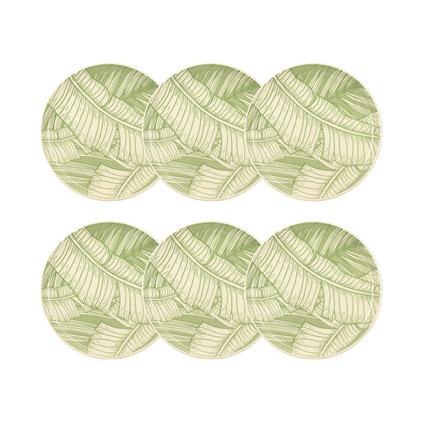 Lot de 6 assiettes à dessert 20cm en grès Leaves