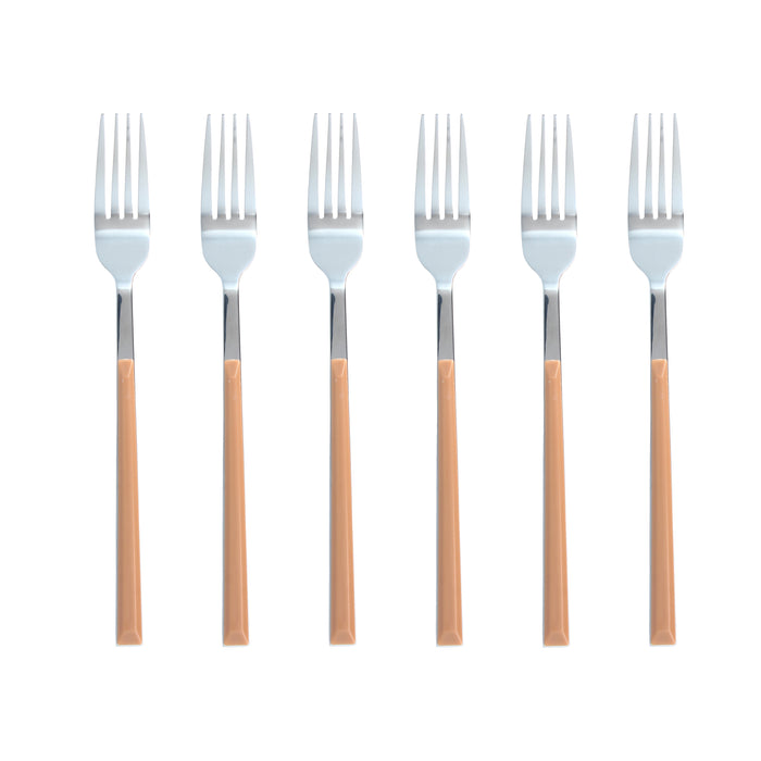 Lot de 6 fourchettes de table noisette 21cm en acier inoxydable Colorama