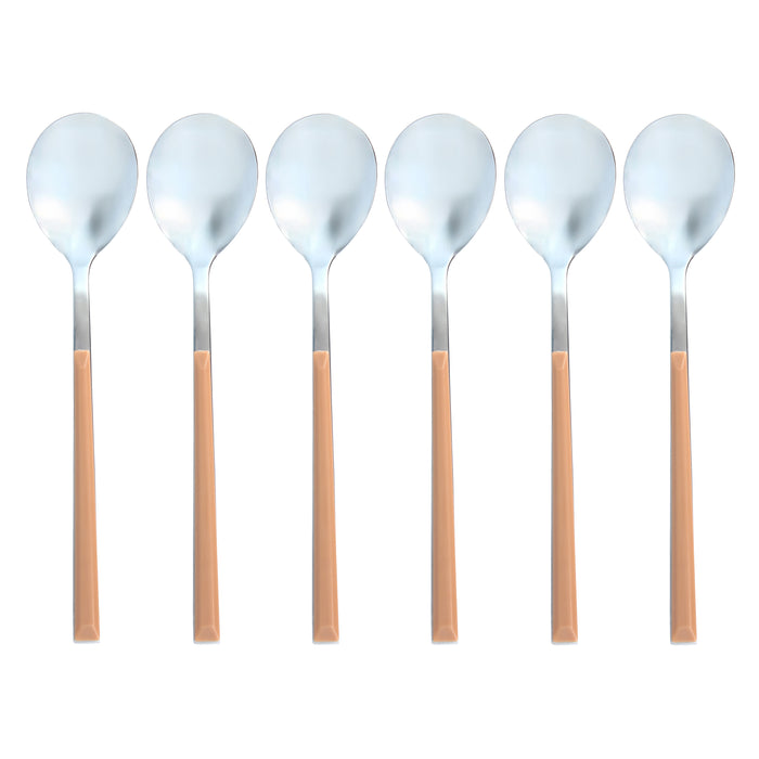Lot de 6 cuillères de table noisette 21.5cm en acier inoxydable Colorama