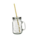 Mug en verre 45cl avec paille en plastique réutilisable