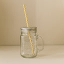 Mug en verre 45cl avec paille en plastique réutilisable