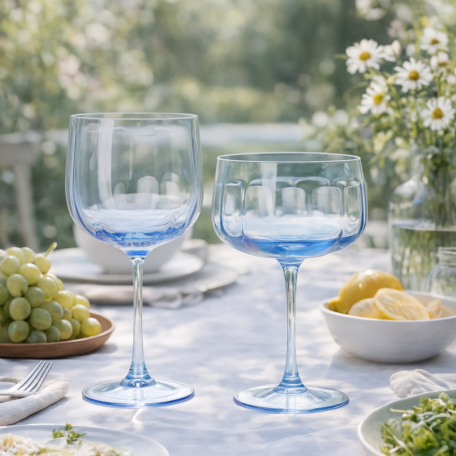 Lot de 4 verres à pied bleu 49cl en verre Riviera – Novastyl