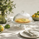 Plat sur pied en verre 31.5cm avec cloche