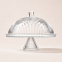 Plat sur pied en verre 31.5cm avec cloche