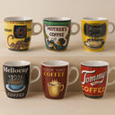 Lot de 6 tasses à café 15cl en porcelaine Old School
