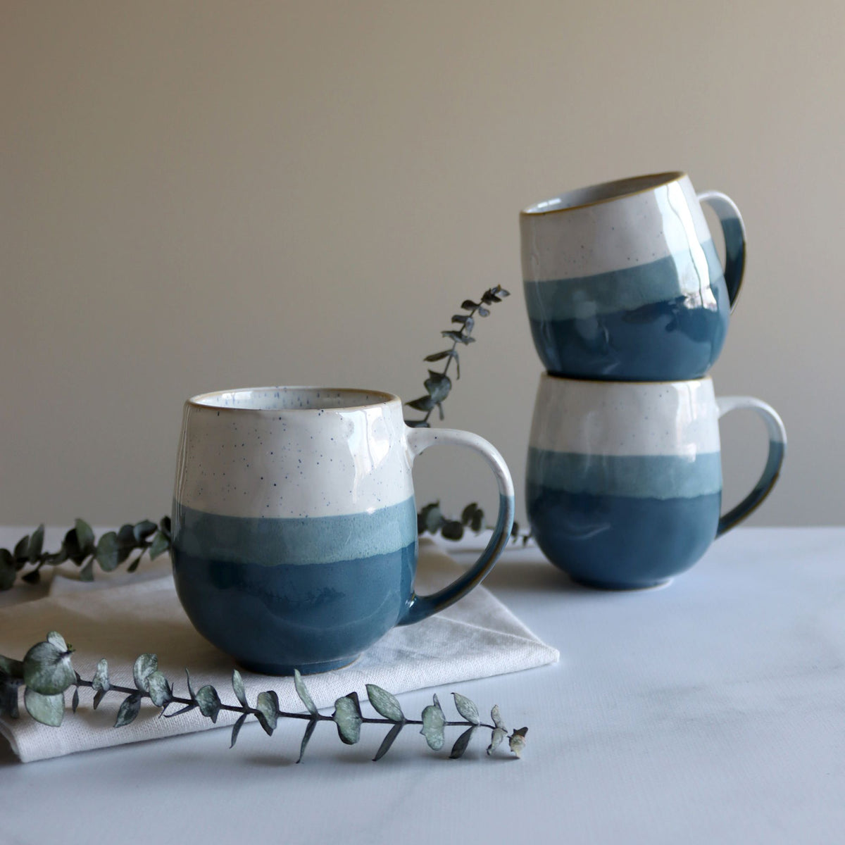 Novastyl - Lot 6 Coupelles Heraclee 500ml En Gres Decor Bleu Novastyl - Lot 6 Coupelles Heraclee 500ml En Gres Decor Bleu