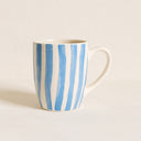 Lot de 6 Mugs Corfu Blanc et Bleu 38cl en Grès