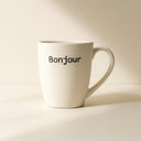 Lot de 6 Mugs Bonjour Blanc 38cl en Grès