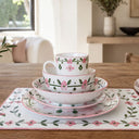 Lot de 6 assiettes plates 27cm en porcelaine Primavera rose