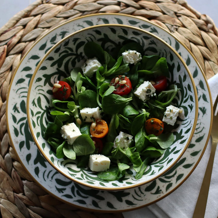 Lot de 6 assiettes plates 27cm en grès décor vert Héraclée