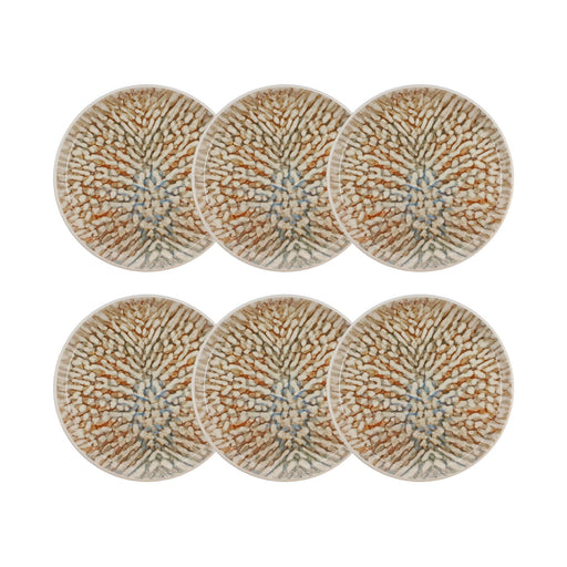 Lot de 6 assiettes à dessert Ambre 20cm en grès marron et beige