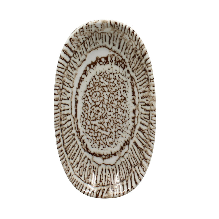 Lot de 6 assiettes ovales 16x10,5cm en porcelaine Lodge