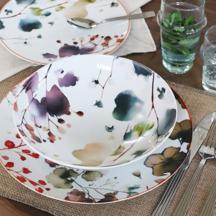 Lot de 6 assiettes creuses 21cm en porcelaine Aquarelle