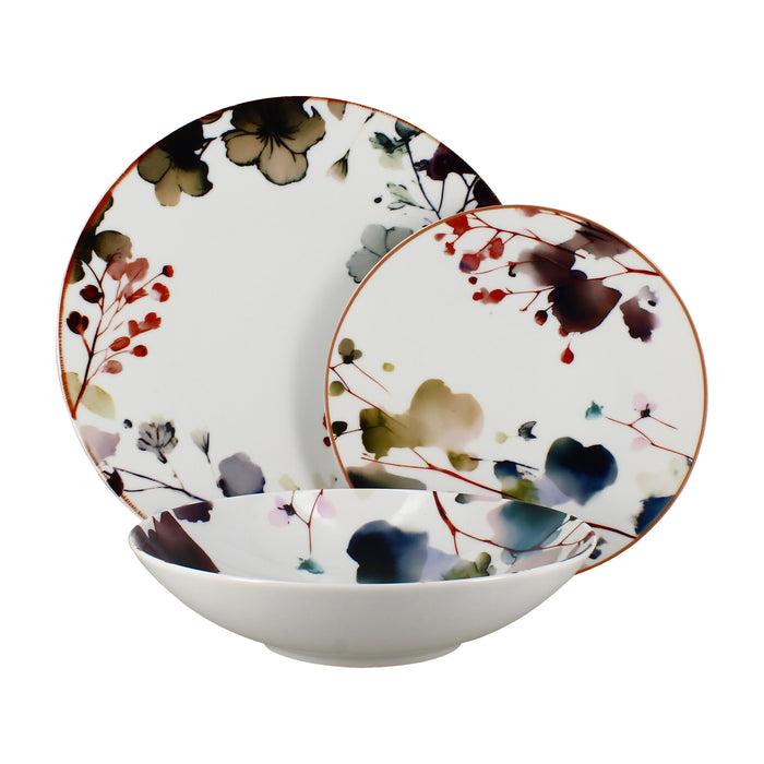 Lot de 6 assiettes creuses 21cm en porcelaine Aquarelle