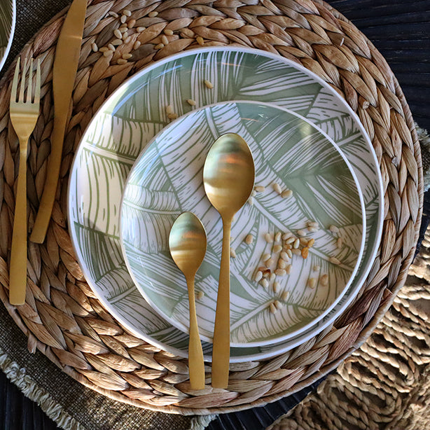 Lot de 6 assiettes plates 26cm en grès Leaves