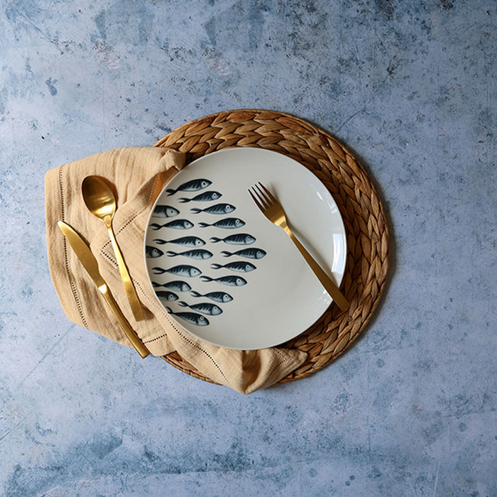Lot de 6 assiettes plates 26,5cm en porcelaine Pescare