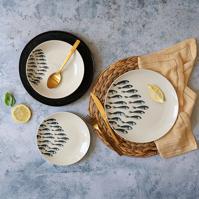 Lot de 6 assiettes plates 26,5cm en porcelaine Pescare