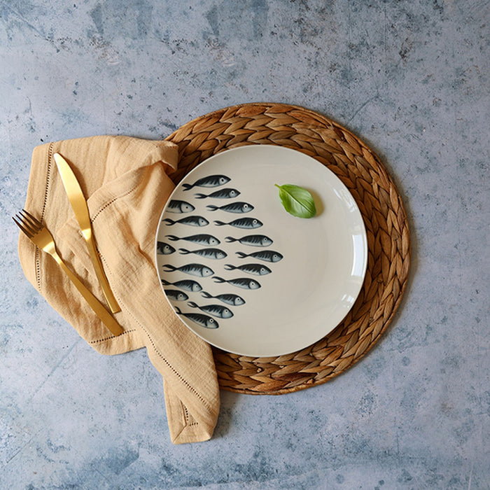 Lot de 6 assiettes plates 26,5cm en porcelaine Pescare