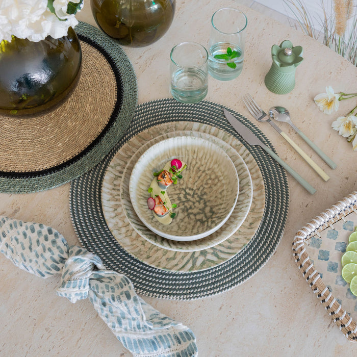 Lot de 6 assiettes creuses 20,5cm en grès Jade