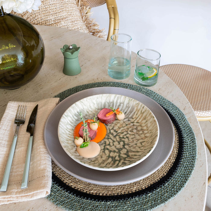 Lot de 6 assiettes creuses 20,5cm en grès Jade