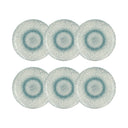 Lot de 6 assiettes plates 27 cm en porcelaine blanc et bleu Aqua