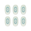 Lot de 6 plats ovales 19 cm en porcelaine blanc et bleu Aqua