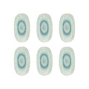 Lot de 6 plats ovales 23,5 cm en porcelaine blanc et bleu Aqua