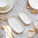 Lot de 6 plats ovales 23,5 cm en porcelaine blanc Nuance