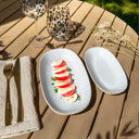 Lot de 6 plats ovales 23,5 cm en porcelaine blanc Nuance