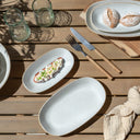 Lot de 6 plats ovales 23,5 cm en porcelaine blanc Nuance