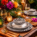 Lot de 6 assiettes plates 26.5cm en porcelaine Zèbre