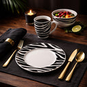 Lot de 6 assiettes plates 26.5cm en porcelaine Zèbre