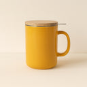 Tisanière Anna 350ml en Grès Jaune avec Couvercle en bois