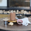 Tisanière Anna 350ml en Grès Noisette avec Couvercle en bois