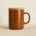 Tisanière Anna 350ml en Grès Noisette avec Couvercle en bois