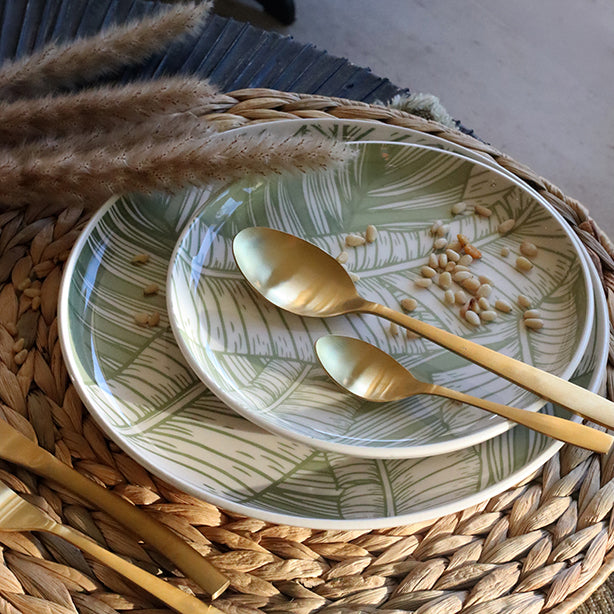 Lot de 6 assiettes plates 26cm en grès Leaves