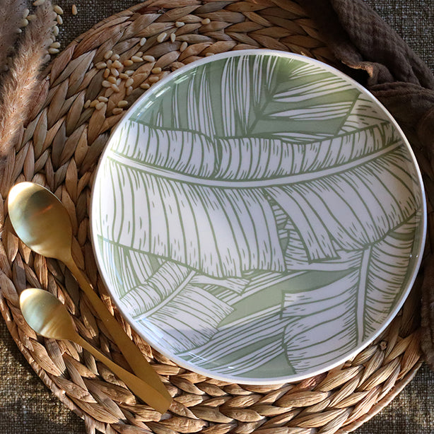 Lot de 6 assiettes plates 26cm en grès Leaves