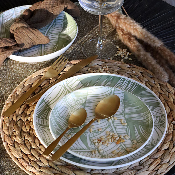 Lot de 6 assiettes à dessert 20cm en grès Leaves