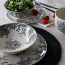 Lot de 6 assiettes plates 26cm en grès décor noir Florali