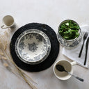 Lot de 6 assiettes creuses 20.5cm en grès décor noir Florali